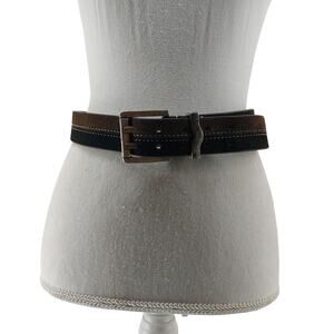 Arizona Jean Two Tone Brown Black Womens Suede Belt Sz M Y2K